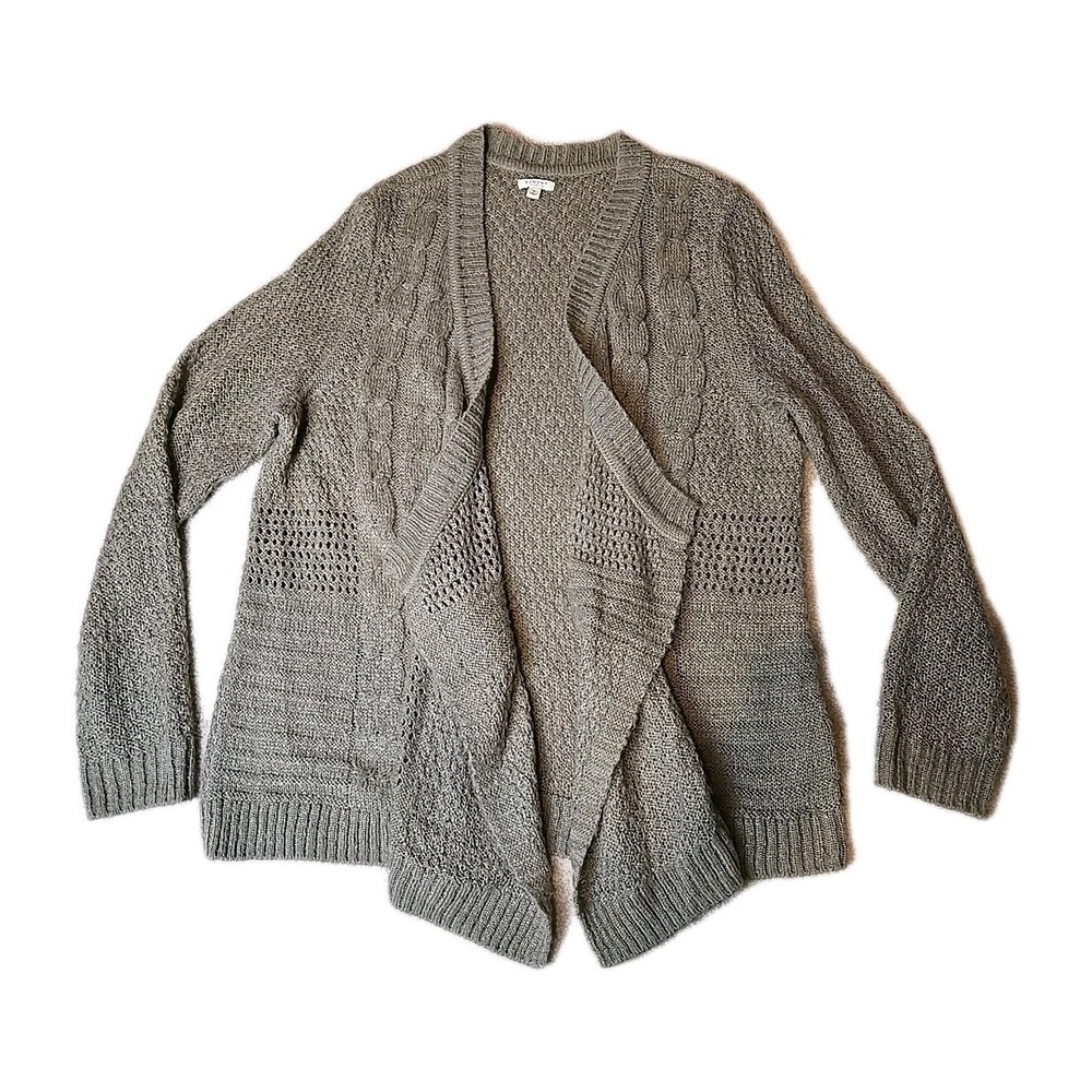 Sonoma Life + Style Knit Open Front Waterfall Cardigan Sweater Size L Tan Color
